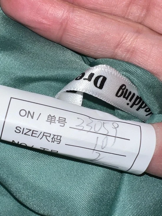 NWT Mint Green Chiffon Hi-Low Dress | Beaded Waist Formal Mother of the Bride - Picture 7 of 11